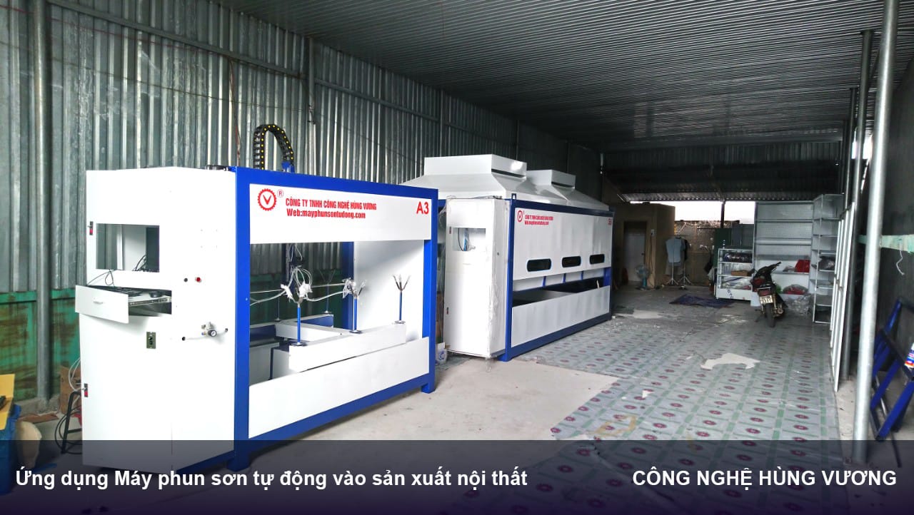 ứng dụng máy phun sơn tự động trong sản xuất nội thất